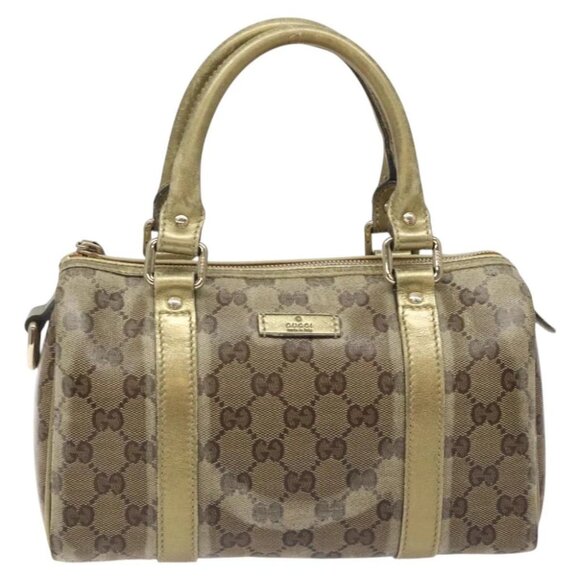 GUCCI GG Crystal Hand Bag Coated Canvas Beige Gold - Picture 1 of 16
